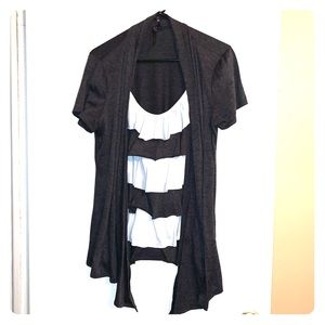 Grey & White Ruffle Layered shirt size 1X